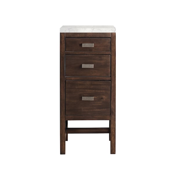 James Martin Vanities Addison 15in Base Cabinet, Mid-Century Acacia w/ 3 CM Eternal Jasmine Pearl Quartz Top E444-BC15-MCA-3EJP - main